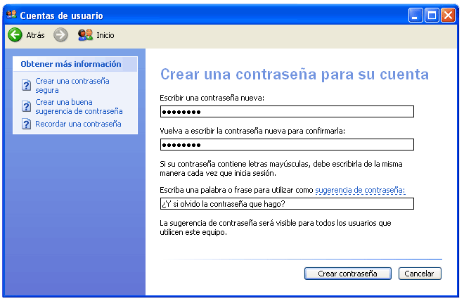Usuarios y contraseñas en Windows XP