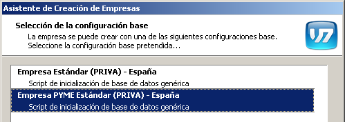 Empresas base Españolas en Primavera V7 SR4